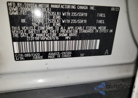 2023 Toyota Rav4 Limited z USA, uszkodzony, nr VIN 2T3Y1RFV6PW287616